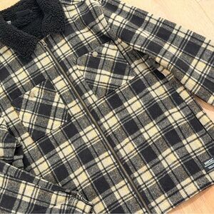 MEN’S Plaid Jacket Shacket  - Black & Cream color